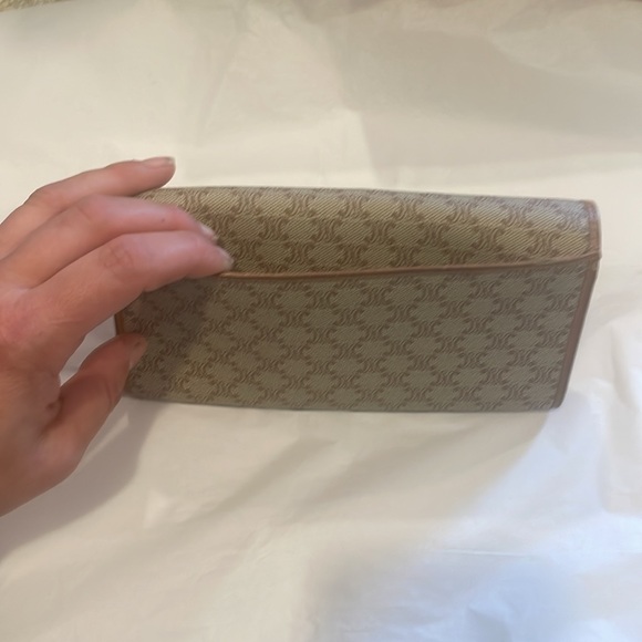 Celine CELINE Long Wallet Triomphe Macadam Pattern Folded Women's PVC Brown Tan - Picture 9 of 10